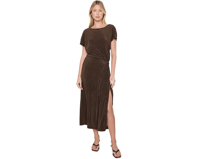 Платье Vince Directional Pleated Twist миди с драпировкой