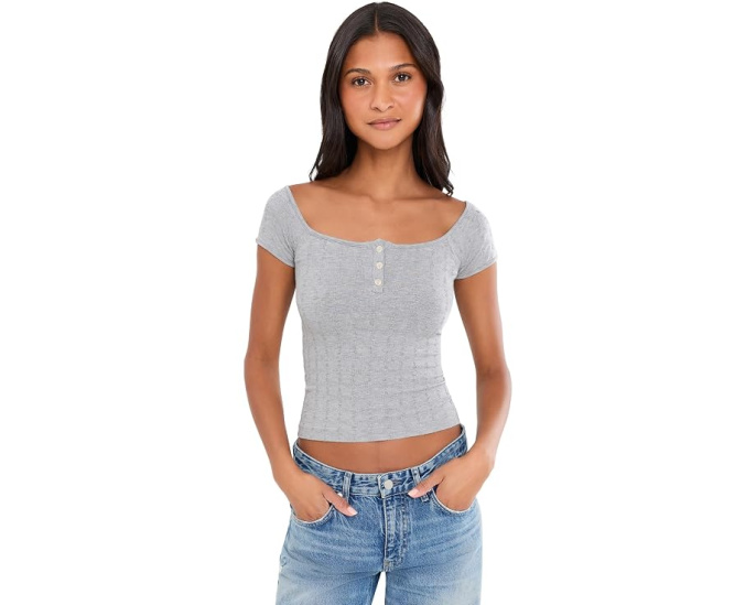 Топ Free People So Soft Smls Henley из микрофибры с пуговицами