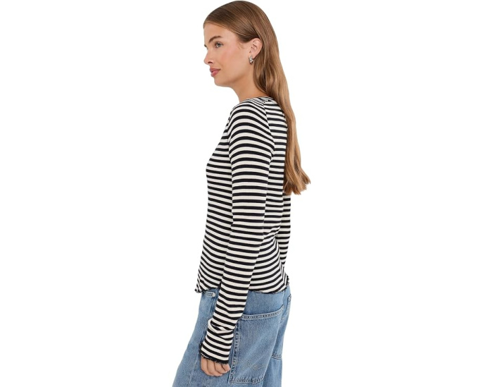 Полосатая футболка Free People Easy Does It из вафли