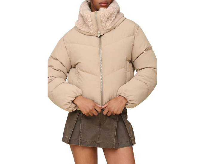 Avec Les Filles пуховик Thermalpuff Envelope Collar Puffer Бежевый