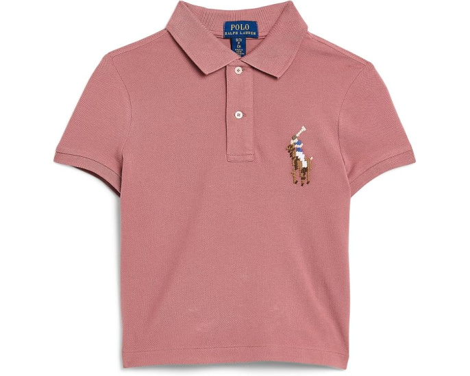 Boxy Big Pony Stretch Mesh Polo Shirt (Big Kid)
