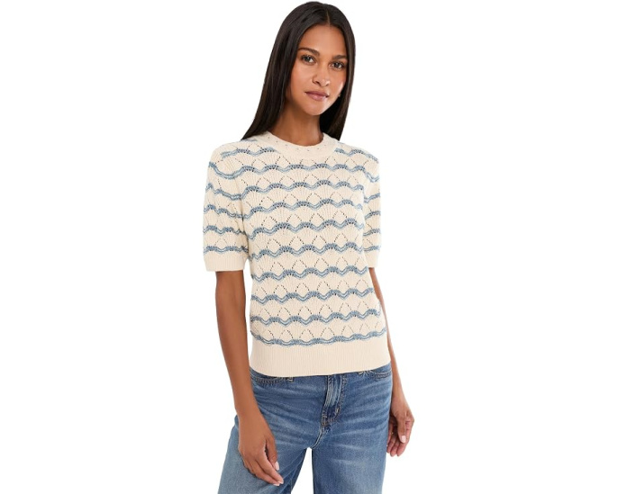 Джемпер Lilla P Short Sleeve Multistitch Pullover Sweater с коротким рукавом