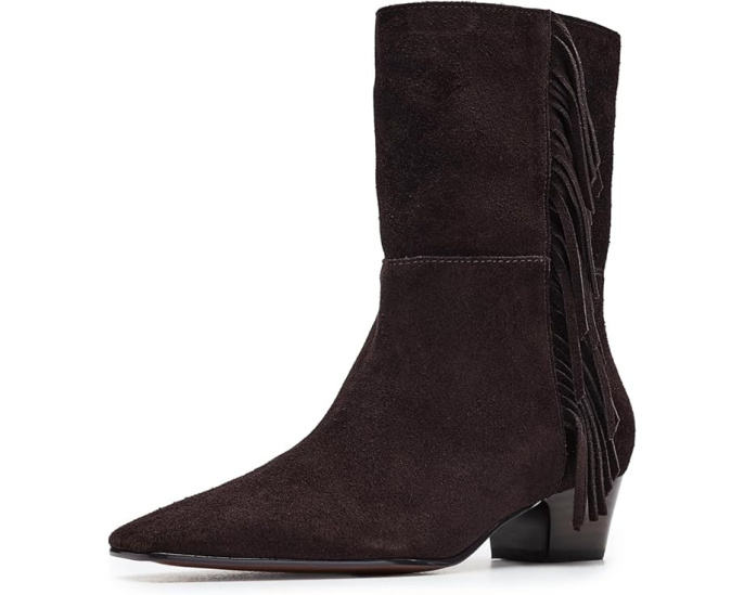 Ботильоны Madewell Lia из замши с бахромой на массивном каблуке