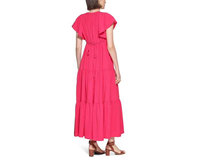 Платье миди Flutter Sleeve Gauze от Calvin Klein
