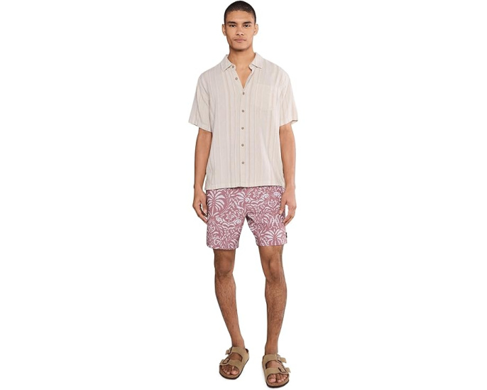 Hurley Oceanside Рубашка с коротким рукавом в полоску и льняной тканью