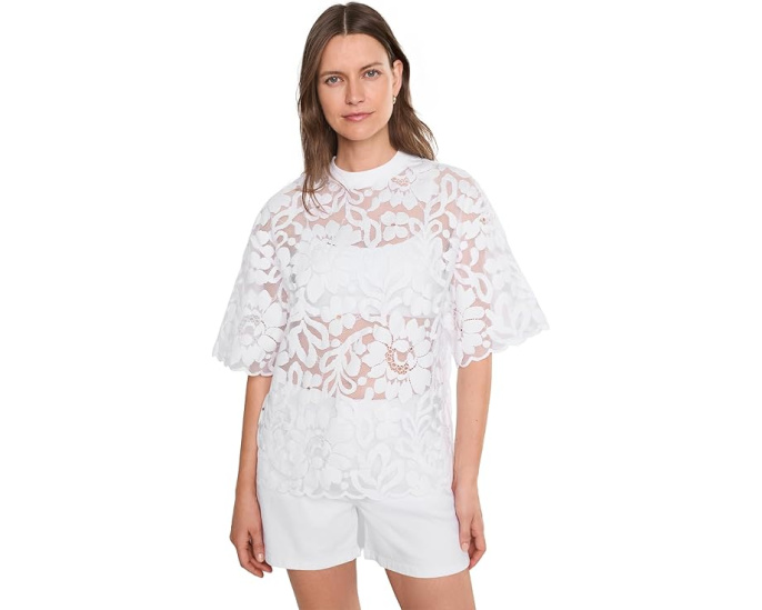 Кружевная футболка AllSaints Amelie Lace Tee бирюзовая