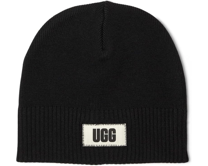 Легкая шапка-бини UGG из черного трикотажа с логотипом