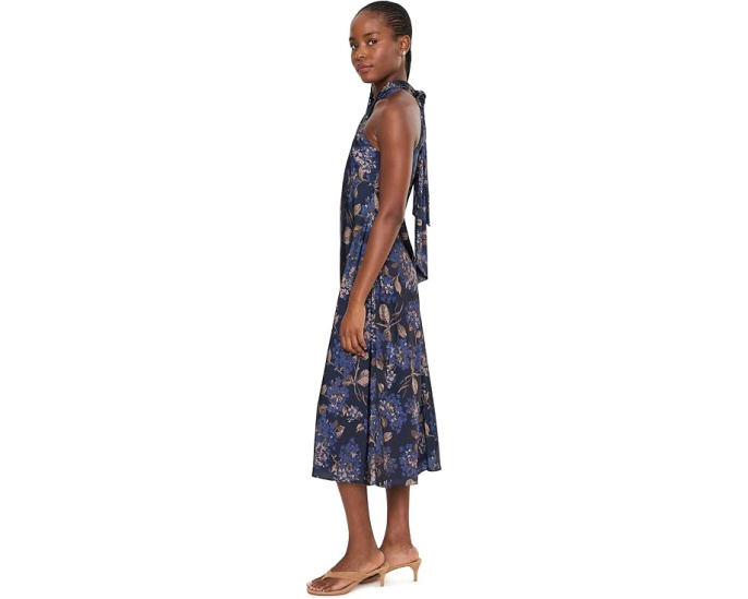 Floral Tie Neck Halter Cocktail Dress