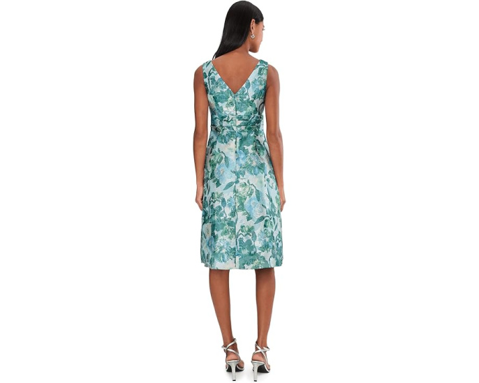 Платье миди Floral Jacquard от Adrianna Papell с V-образным вырезом