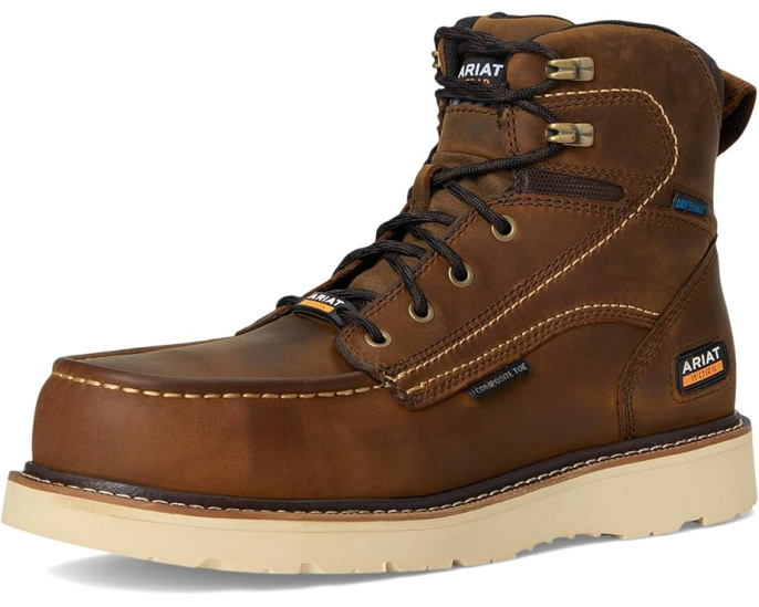 Ботинки Ariat Rebar с композитным носком и защитой от воды, мокасиновый мыс, 6 дюймов