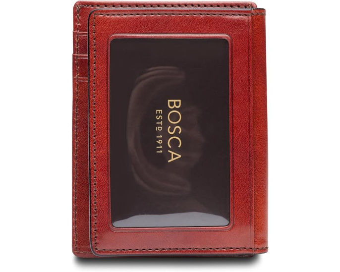 Кошелек для переднего кармана Bosca из состаренной кожи с окошком для ID