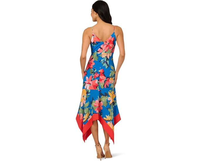 Платье миди Adrianna Papell Handkerchief Floral в цветочный принт