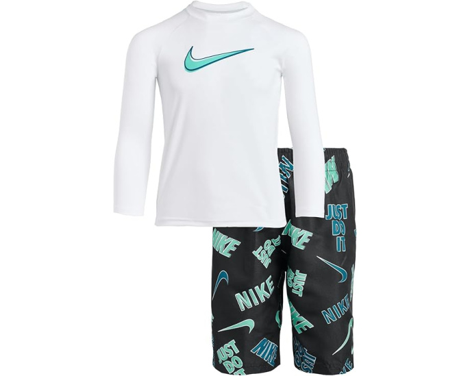 Комплект Nike Kids с длинным рукавом Hydroguard и шортами Volley 5 дюймов (12.7 см)