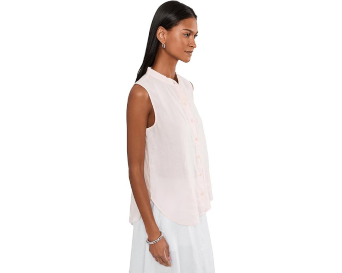 Органическая льняная туника Eileen Fisher с воротником мандарин