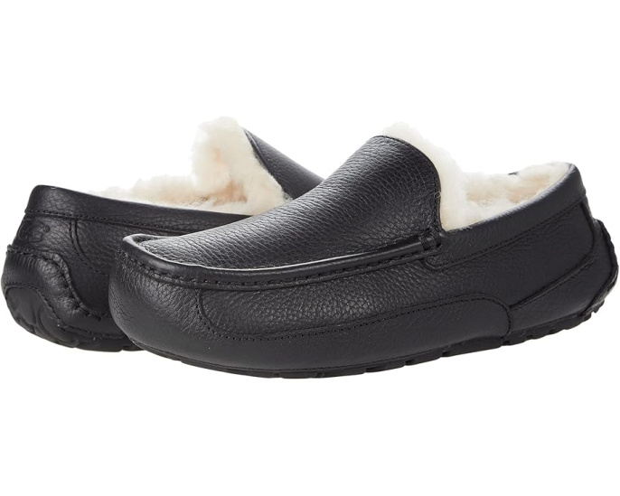 UGG Ascot Leather домашние тапочки с подкладкой UGGPlush
