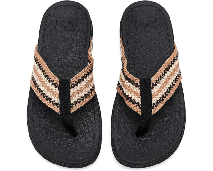 FitFlop Surfa Stripe-Webbing Toe-Post Sandals с ремешками из тесьмы