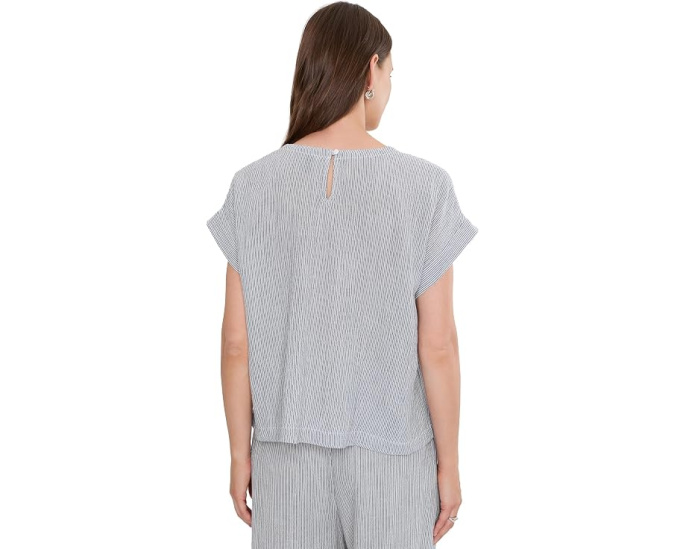 Топ Eileen Fisher из полосатого органического хлопка с круглым вырезом