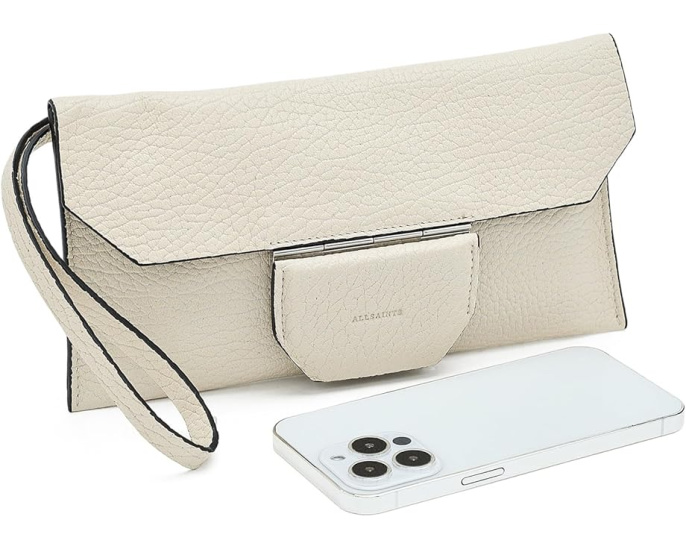 Косметичка Ursa Grain Pouch из зернёной кожи с ремешком от AllSaints