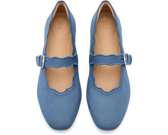 Туфли FitFlop Delicato Wave-Edge Canvas Mary Janes на клиновидном каблуке