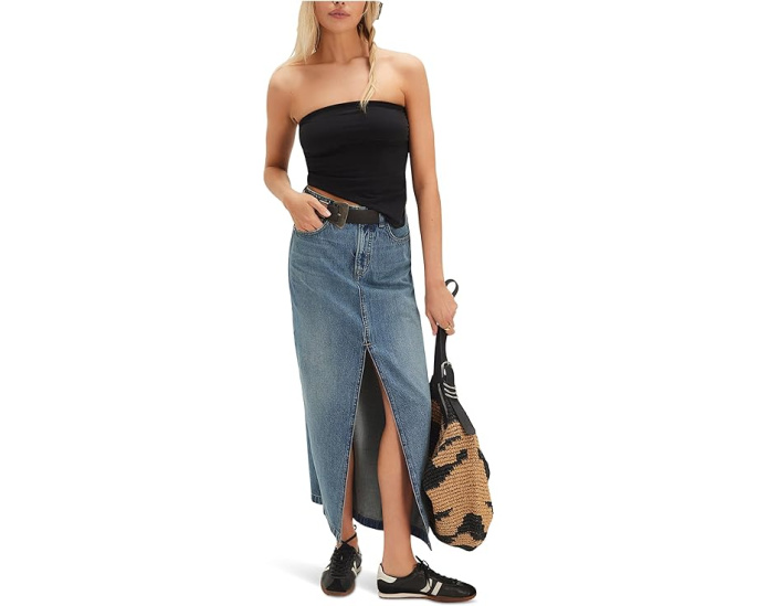 Джинсовое макси-платье Free People Nothing Better Denim Maxi с прямой длиной