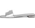 COACH босоножки Sculpted C Metallic Leather Flat Sandals кожаные серебристые