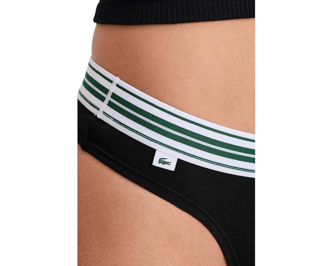 Стринги Lacoste из эластичного хлопка с нашивкой крокодила и поясом в рубчик