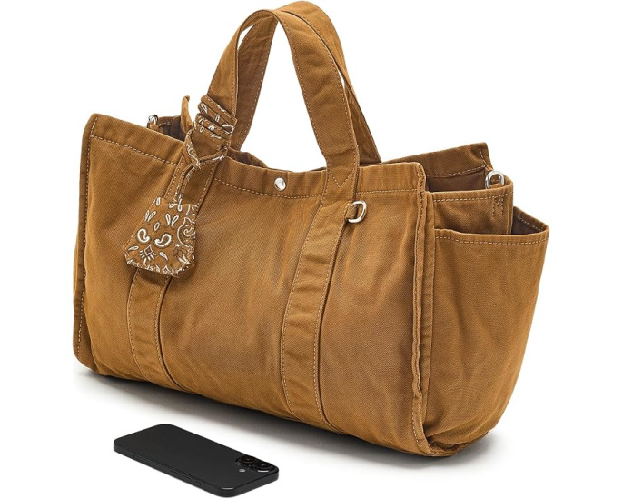 Lg Washed Canvas Tote
