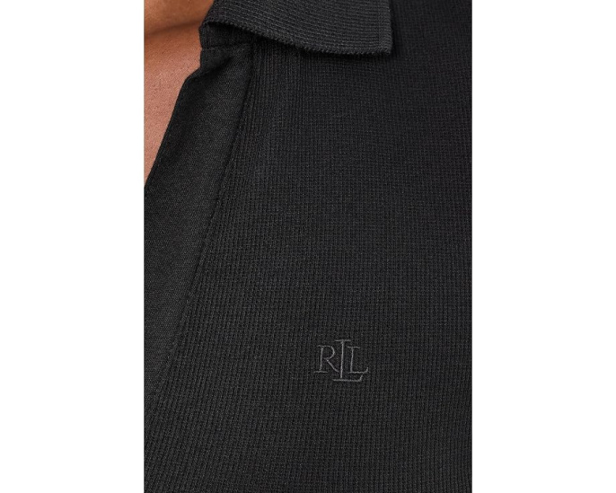 Rib-Knit Elbow-Sleeve Polo Dress