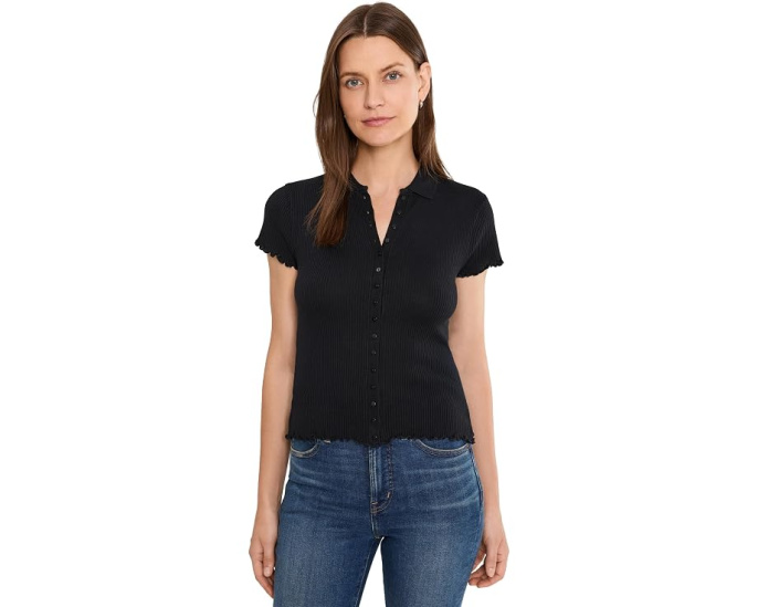 Поло Ribbed Cap Sleeve Madewell с коротким рукавом