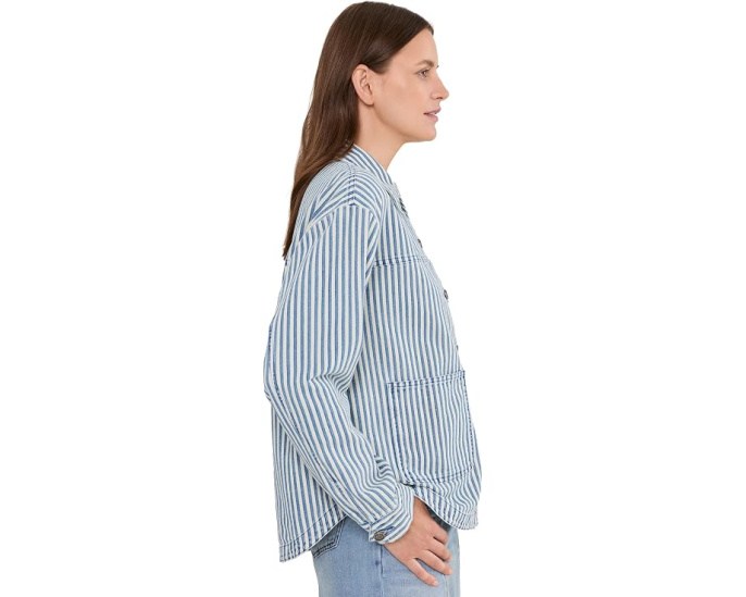 Джинсовая куртка KUT from the Kloth Ellie Stripe в полоску белая