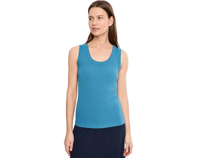 Топ NIC+ZOE Perfect Knit Rib Scoop Tank бирюзового цвета