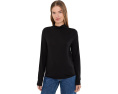 Sheer Cotton Blend Knit Funnel Neck Tee