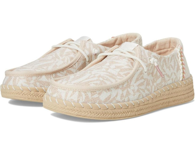 Эспадрильи Hey Dude Wendy Espadrille Retro Palm с пробковой стелькой и тканевым каблуком