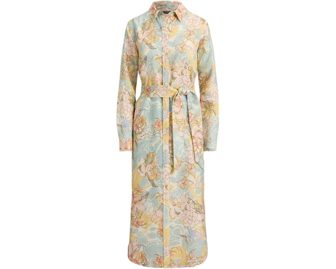 Платье-рубашка Floral Linen из льна с поясом Lauren Ralph Lauren