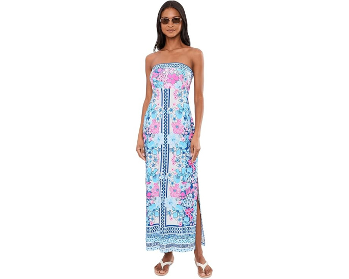 Lilly Pulitzer Макси-платье Noa без бретелек с цветочным принтом