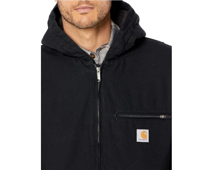 Carhartt утепленная куртка OJ392 Washed Duck с капюшоном и подкладкой из шерпы