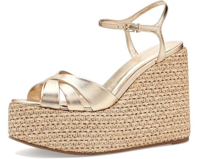 Босоножки-клинья Schutz Keefa Metallic с текстурированной рафией