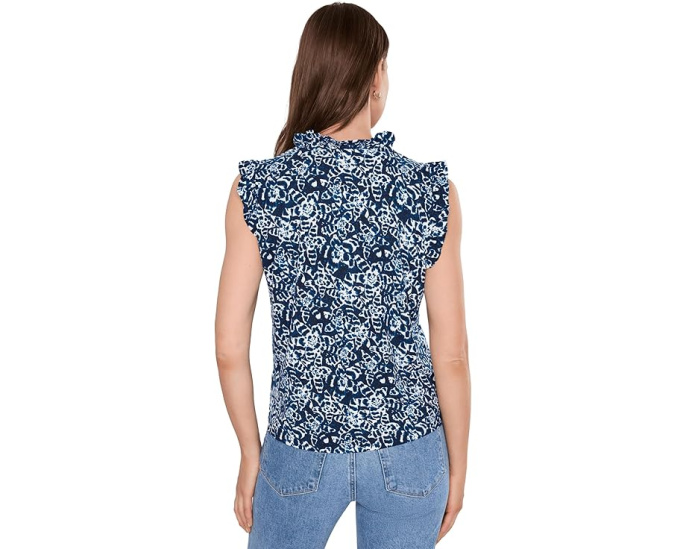 Топ NIC+ZOE Shibori Lilies с рукавом и принтом индиго