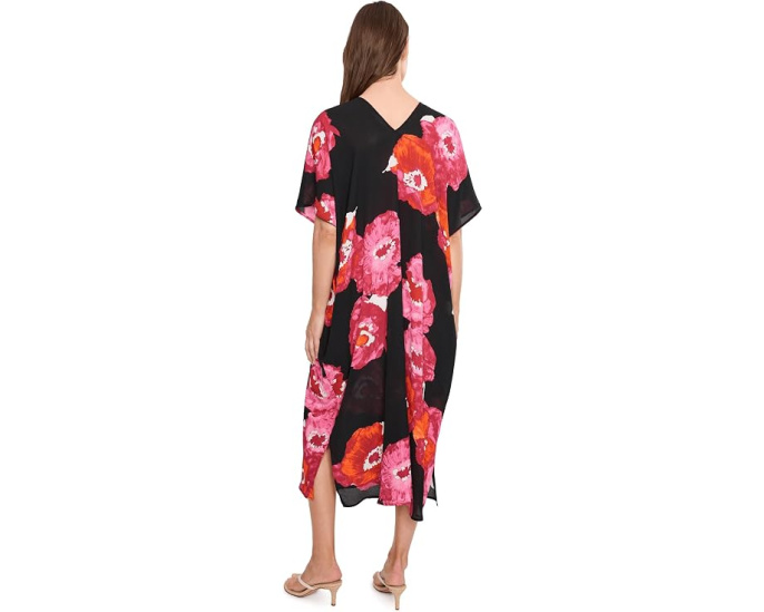 Кафтан Natori Bold Poppy Crinkle с принтом мака