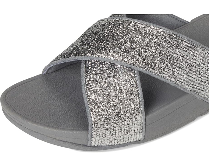 Сандалии Lulu Crinkled-shimmer Cross Slides от FitFlop с блестками