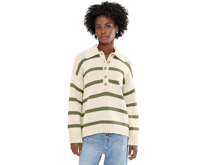 Свитер-поло Sunwashed Cotton с полосками от Faherty