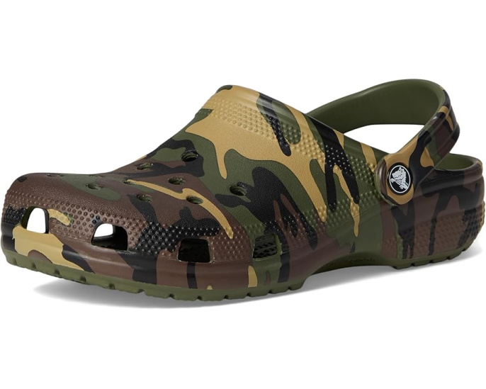 Классические сабо Crocs с сезонным принтом на платформе