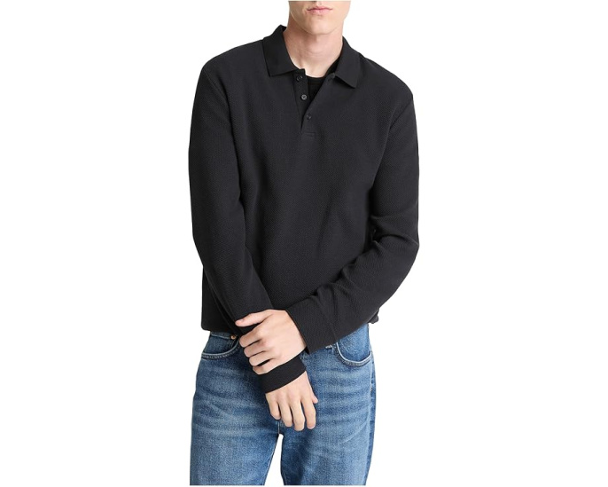 Водолазка Basket Weave Long Sleeve Polo от Vince