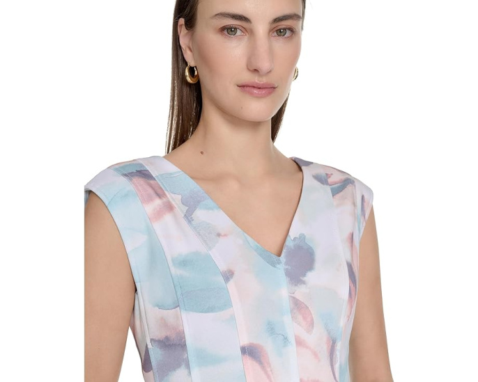 Цветочное платье Calvin Klein Printed Seamed с силуэтом трапеция