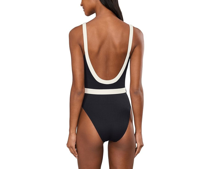Цельный купальник Seafolly Bandwave Belted Retro Tank с ремнем