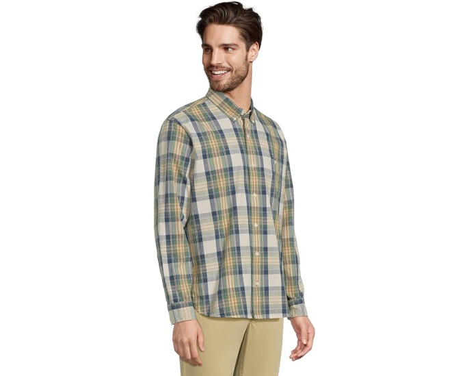 Рубашка Comfort Stretch Chambray от L.L.Bean с длинным рукавом и традиционным кроем навыпуск