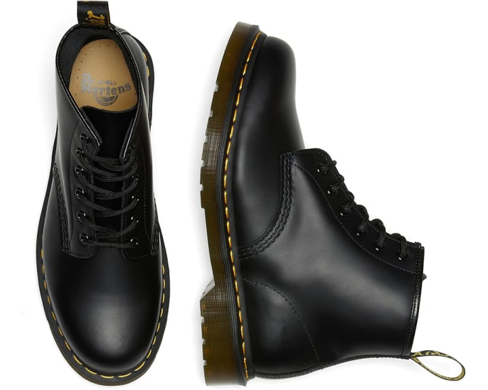 Ботинки Dr. Martens 101 Yellow Stitch с гладкой кожей и классической строчкой