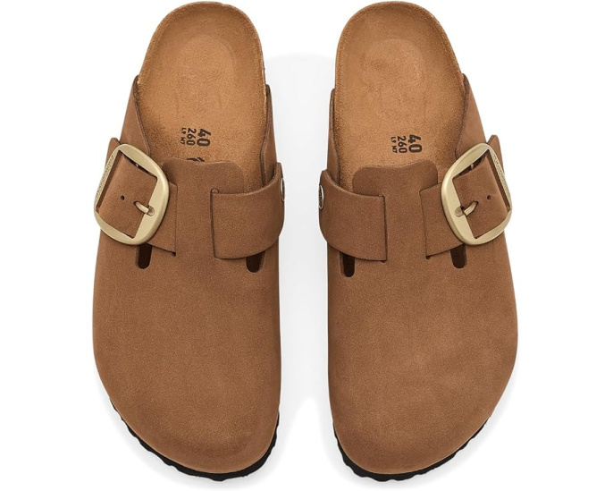 Birkenstock Boston сабо с крупной пряжкой Tonal из нубука