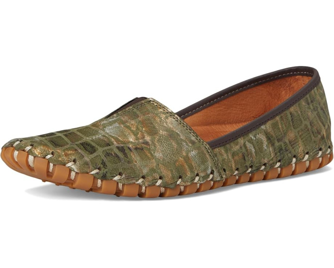 Слипоны Spring Step Kathaleta-spice из кожи с крокодиловым тиснением