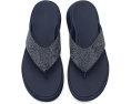 Сандалии FitFlop F Mode Toe Post из денима с кристаллами Hotfix